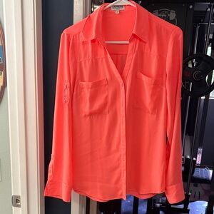 Express Women's Coral Button-Down Shirt